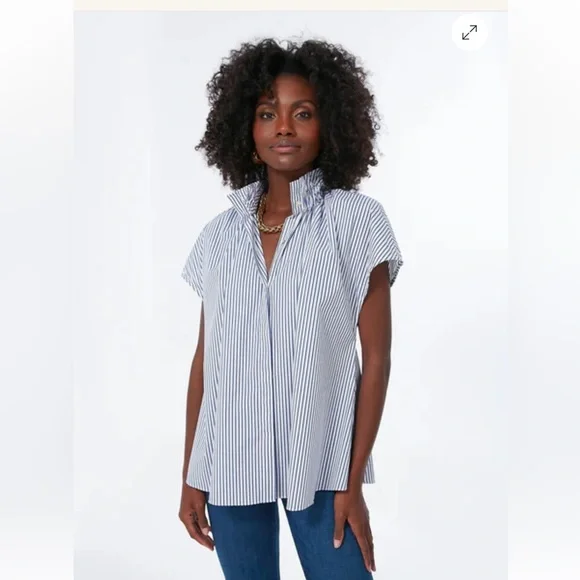 TUCKERNUCK POMANDER PLACE Blue Stripe Rae Blouse - Picture 2 of 12